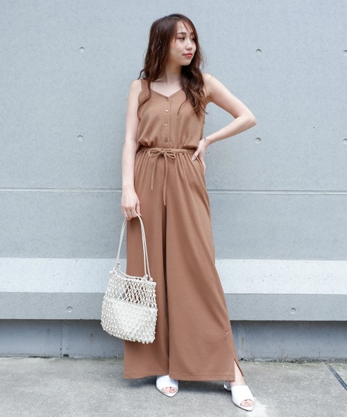 SPIRALGIRL（スパイラルガール）の「カットリブオールインワン（ワンピース・レディース・ブラウン/ベージュ/ブラック・FREE）」の8枚目の写真