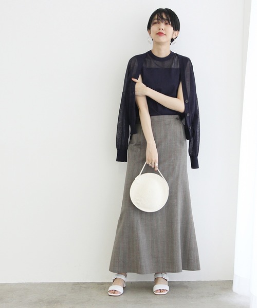 ADAM ET ROPE'（アダムエロペ）の「シアーワイドショートカーディガン（カーディガン/ボレロ・レディース・ホワイト/ネイビー/オレンジ・FREE）」の20枚目の写真