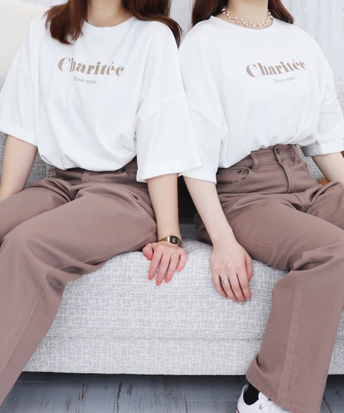 PairPair（ペアペア）の「アソートロゴプリントT（Tシャツ/カットソー・レディース・ライトグリーン/ホワイト/モカ/ブラウン/オフホワイト/パープル・FREE）」の2枚目の写真