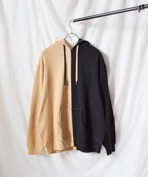 TRAP/U （トラップユー）の「【TRAP/U】シンメトリー配色裏毛プルパーカ（Tシャツ/カットソー）」