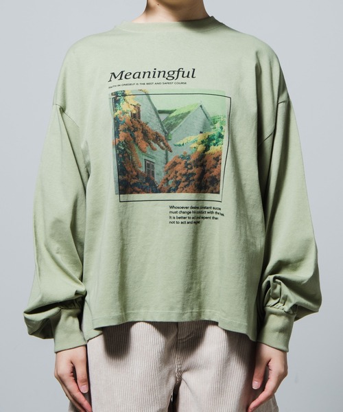 WEGO（ウィゴー）の「WEGO/フォトプリントロンT（Tシャツ/カットソー・レディース・カーキ/アイボリー・FREE）」の14枚目の写真