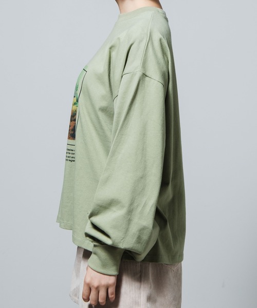 WEGO（ウィゴー）の「WEGO/フォトプリントロンT（Tシャツ/カットソー・レディース・カーキ/アイボリー・FREE）」の4枚目の写真