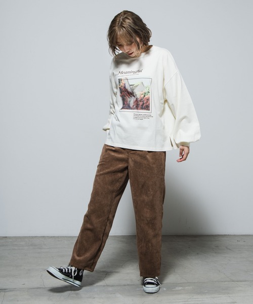 WEGO（ウィゴー）の「WEGO/フォトプリントロンT（Tシャツ/カットソー・レディース・カーキ/アイボリー・FREE）」の5枚目の写真