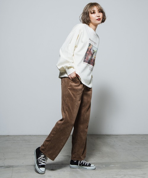 WEGO（ウィゴー）の「WEGO/フォトプリントロンT（Tシャツ/カットソー・レディース・カーキ/アイボリー・FREE）」の13枚目の写真