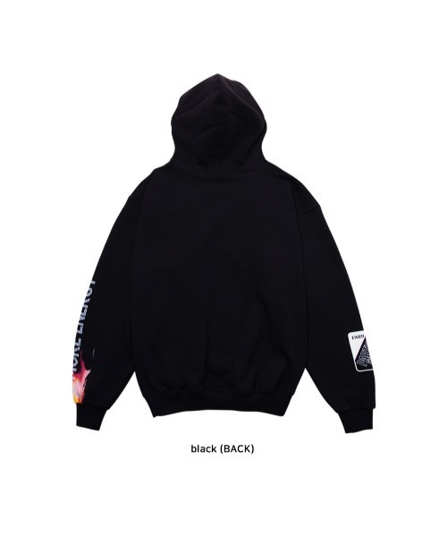 ONA（オーエヌエー）の「『ONA/オーエヌエー』ENERGY FLAME OVER HOODIE/韓国ブランド ファイヤーパターン プルオーバーパーカー/フーディー（パーカー・メンズ・ブラック・M/L）」の22枚目の写真