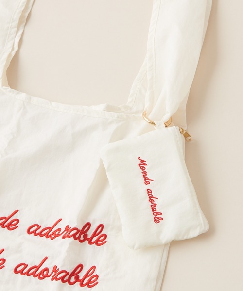 natural couture(ナチュラルクチュール)の「カラフルロゴ刺繍エコBAG(エコバッグ/サブバッグ・レディース・オフホワイト/グレー/ミント/サックスブルー/ピンク・FREE)」の13枚目の写真