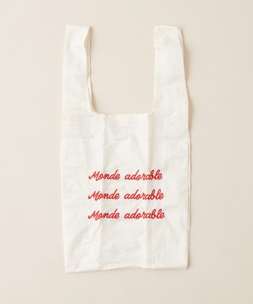 natural couture(ナチュラルクチュール)の「カラフルロゴ刺繍エコBAG(エコバッグ/サブバッグ・レディース・オフホワイト/グレー/ミント/サックスブルー/ピンク・FREE)」の10枚目の写真