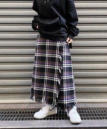 PAGEBOY | チェックフリンジラップスカート(スカート)