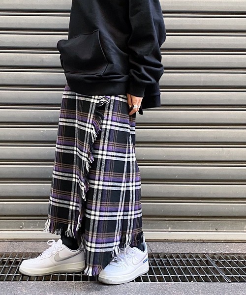 07AW NUMBER (N)INE オンブレチェック ラップスカート フリンジ 07AW NUMBER (N)INE オンブレチェック ラップスカート フリンジ - メルカリ