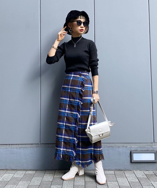 PAGEBOY（ページボーイ）の「チェックフリンジラップスカート