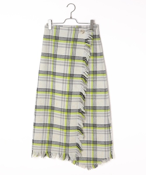 PAGEBOY(ページボーイ)の「チェックフリンジラップスカート(スカート・レディース・ブラック/ブラウン/オフホワイト・FREE)」の12枚目の写真