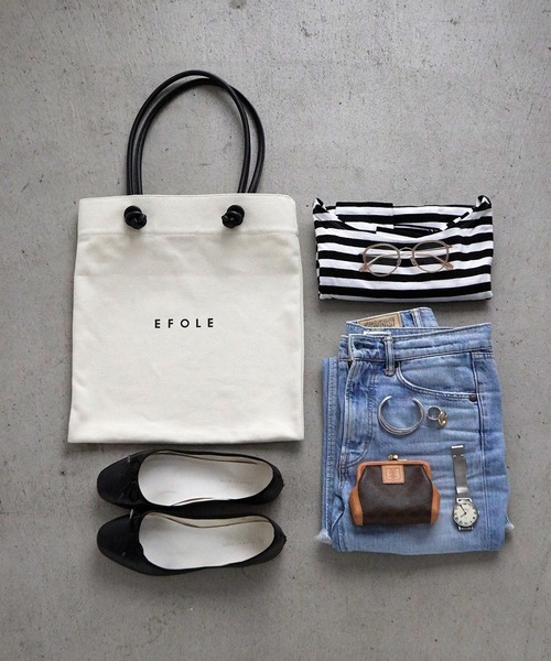 EFOLE（エフォル）の「【EFOLE】 キャンバス　ロゴ　トート（トートバッグ・レディース・オフホワイト・FREE）」の7枚目の写真
