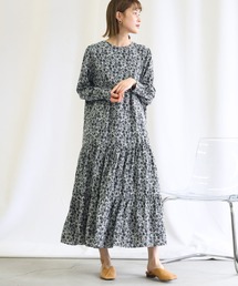 select MOCA | 2021 S/S ニュアンスティアードデザインワンピース/ラウンドネックロングワンピース(ワンピース)