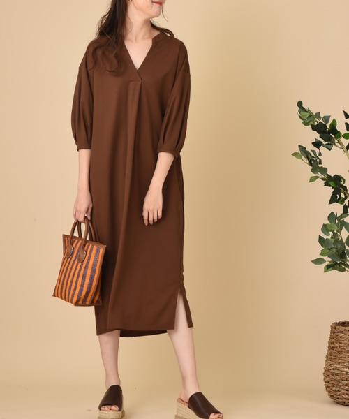 セール ドライポンチ袖タックワンピース ワンピース Interplanet インタープラネット のファッション通販 Zozotown