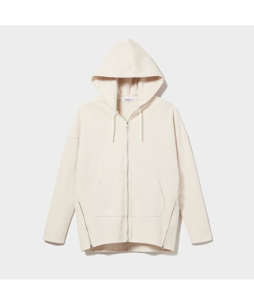 AIGLE(エーグル)の「ドロップショルダースウェットジップパーカ(パーカー・レディース・ホワイト/ベージュ/ネイビー/アイボリー・S/M/L)」の3枚目の写真