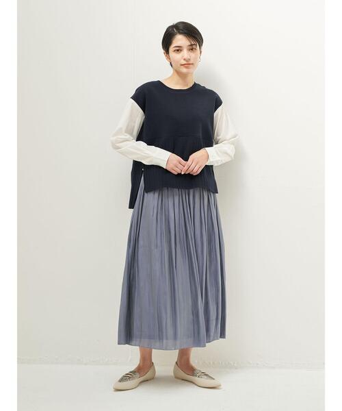 Editt by YECCA VECCA(エディットバイイェッカヴェッカ)の「オーガニックコットンレイヤードニット *(ニット/セーター・レディース・グレイッシュベージュ/ネイビー・FREE)」の18枚目の写真