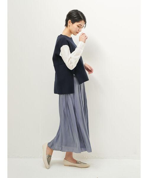 Editt by YECCA VECCA(エディットバイイェッカヴェッカ)の「オーガニックコットンレイヤードニット *(ニット/セーター・レディース・グレイッシュベージュ/ネイビー・FREE)」の19枚目の写真