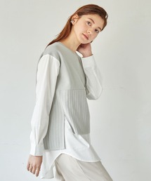 Editt by YECCA VECCA | 【2021春夏】オーガニックコットンレイヤードニット　＊(ニット/セーター)