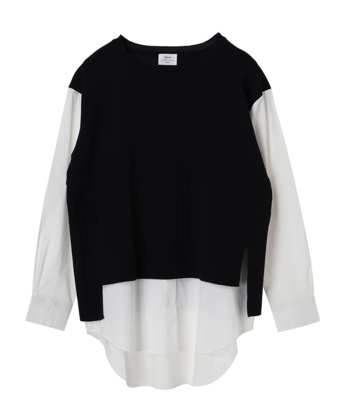 Editt by YECCA VECCA(エディットバイイェッカヴェッカ)の「オーガニックコットンレイヤードニット *(ニット/セーター・レディース・グレイッシュベージュ/ネイビー・FREE)」の16枚目の写真