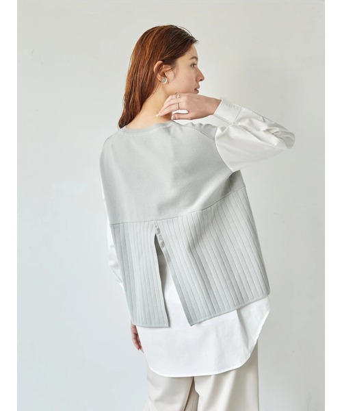 Editt by YECCA VECCA(エディットバイイェッカヴェッカ)の「オーガニックコットンレイヤードニット *(ニット/セーター・レディース・グレイッシュベージュ/ネイビー・FREE)」の6枚目の写真