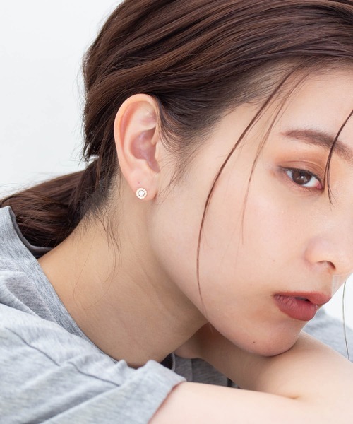 JUICY ROCK(ジューシーロック)の「GP(SV925)/SV925 パヴェラウンドピアス(ピアス(両耳用)・レディース・シルバー/ゴールド・ONE SIZE)」の8枚目の写真