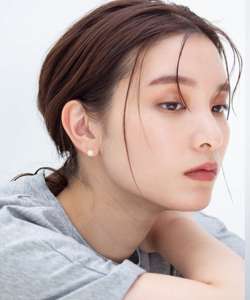 JUICY ROCK(ジューシーロック)の「GP(SV925)/SV925 パヴェラウンドピアス(ピアス(両耳用)・レディース・シルバー/ゴールド・ONE SIZE)」の4枚目の写真