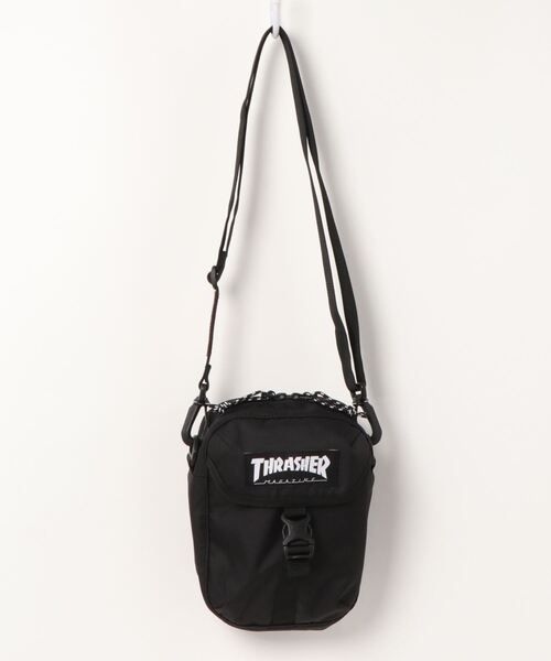 THRASHER(スラッシャー)の「MINI SHOULDER TATE BAG/スラッシャーショルダーポーチバッグ(ショルダーバッグ・メンズ・ブラック×ブラック/ブラック×ホワイト/グレー・FREE)」の2枚目の写真