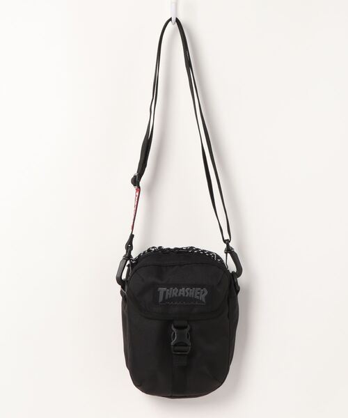 THRASHER(スラッシャー)の「MINI SHOULDER TATE BAG/スラッシャーショルダーポーチバッグ(ショルダーバッグ・メンズ・ブラック×ブラック/ブラック×ホワイト/グレー・FREE)」の3枚目の写真