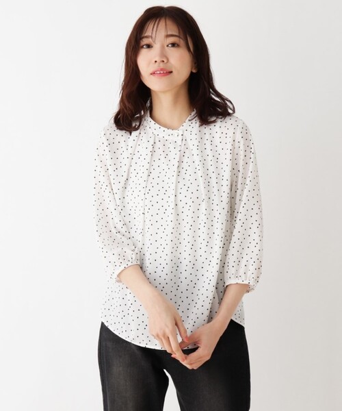 DRESKIP（ドレスキップ）の「◆アシメネックブラウス（シャツ/ブラウス・レディース・ホワイト系3/ホワイト系5/ブラック系/ピンク系5・02/03/01）」の2枚目の写真