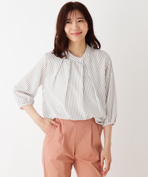 DRESKIP（ドレスキップ）の「◆アシメネックブラウス（シャツ/ブラウス・レディース・ホワイト系3/ホワイト系5/ブラック系/ピンク系5・02/03/01）」の3枚目の写真