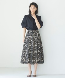 タグ付✨️ANAYI 25SS メッシュフラワーフレア スカート ブラック 36 979】新品 アナイ シルエットフラワーフレア スカート 黒 36