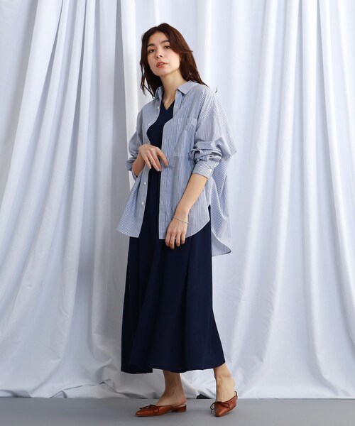 JET（ジェット）の「◆【ウォッシャブル】コットンリネンストライプシャツ（シャツ/ブラウス・レディース・ホワイト系3/ネイビー系2/サックスブルー系2/ブルー系7・04）」の16枚目の写真