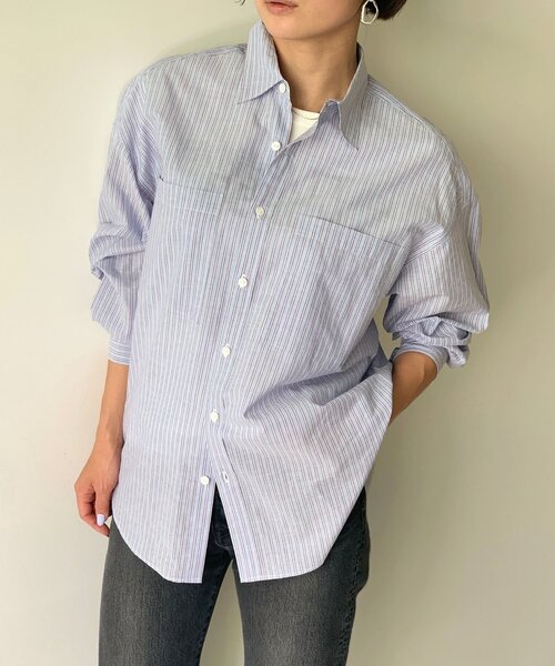 JET（ジェット）の「◆【ウォッシャブル】コットンリネンストライプシャツ（シャツ/ブラウス・レディース・ホワイト系3/ネイビー系2/サックスブルー系2/ブルー系7・04）」の14枚目の写真