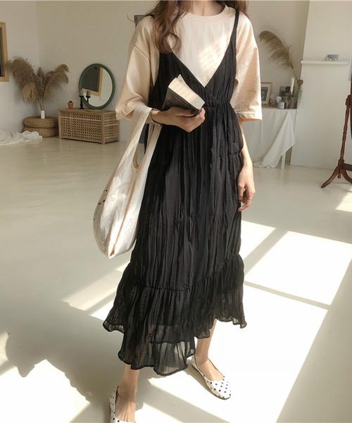 Amulet(アミュレット)の「ワッシャー加工キャミソールワンピ―ス(ワンピース・レディース・ホワイト/ブラック/ベージュ/グレー・FREE)」の16枚目の写真