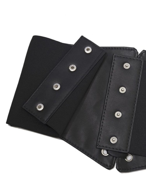 SPINNS（スピンズ）の「レースアップ合皮コルセットベルト（ベルト・レディース・ブラック・ONESIZE）」の7枚目の写真