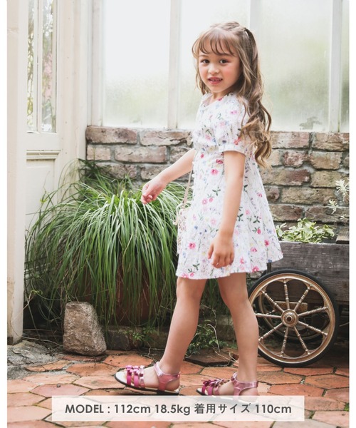 Bebe パフ スリーブ ローン レース ボタニカル プリント キャザー ワンピース 90 140cm ワンピース Bebe ベベ のファッション通販 Zozotown