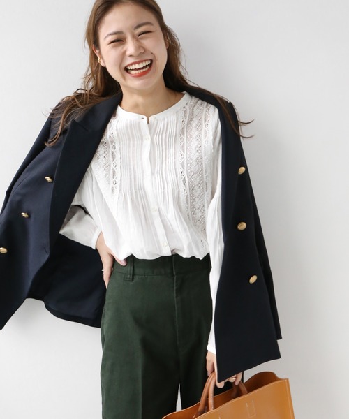 ウォッシャブルアンティークレースブラウス◆