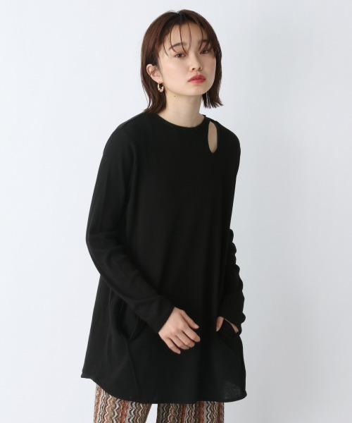 JEANASIS（ジーナシス）の「カッティングトロミリブプルオーバー/943492（Tシャツ/カットソー・レディース・ホワイト/ブラック/ベージュ・FREE）」の3枚目の写真