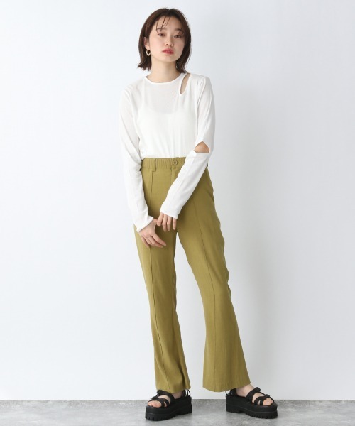 JEANASIS（ジーナシス）の「カッティングトロミリブプルオーバー/943492（Tシャツ/カットソー・レディース・ホワイト/ブラック/ベージュ・FREE）」の6枚目の写真