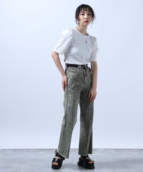 HARE（ハレ）の「パワーショルダーＴシャツ(HARE)（Tシャツ/カットソー・レディース・ブラック/オフホワイト・FREE）」の3枚目の写真