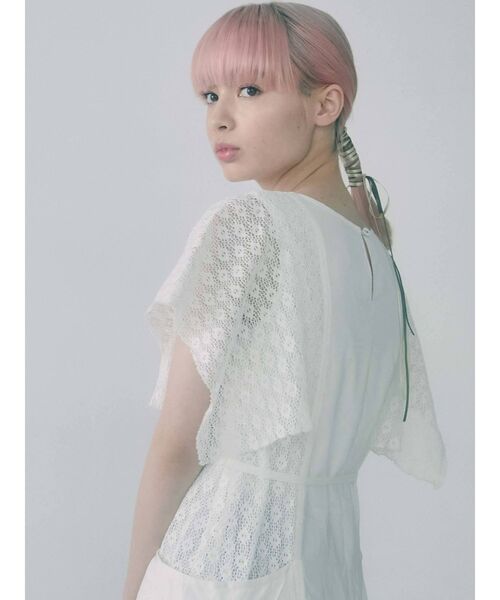 merry jenny（メリージェニー）の「スクエアスリーブレースコンビワンピース（ワンピース・レディース・ブラック/オフホワイト/アイボリー・FREE）」の5枚目の写真