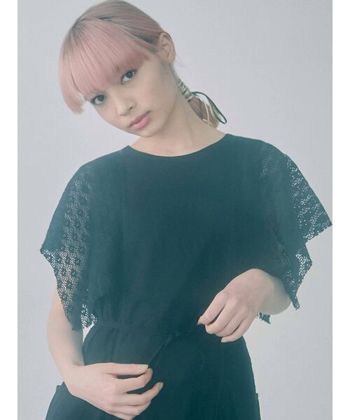 merry jenny（メリージェニー）の「スクエアスリーブレースコンビワンピース（ワンピース・レディース・ブラック/オフホワイト/アイボリー・FREE）」の10枚目の写真