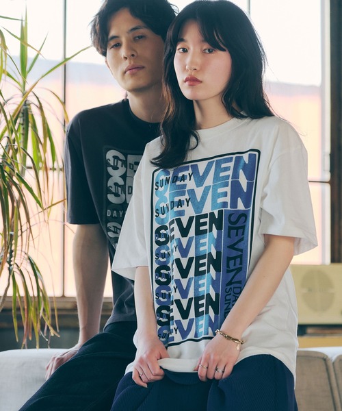 SEVENDAYS=SUNDAY（セブンデイズサンデイ）の「SEVEN 8 TEE　＊◇（Tシャツ/カットソー・レディース・オフホワイト/チャコールグレー・S/L/M）」の9枚目の写真