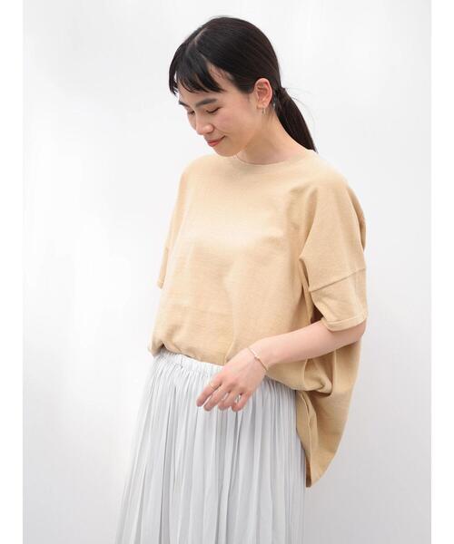 AMERICAN HOLIC（アメリカンホリック）の「半袖BIGニットプルオーバー（ニット/セーター・レディース・ベージュ/チャコールグレー/ブルー/アイボリー・FREE）」の6枚目の写真