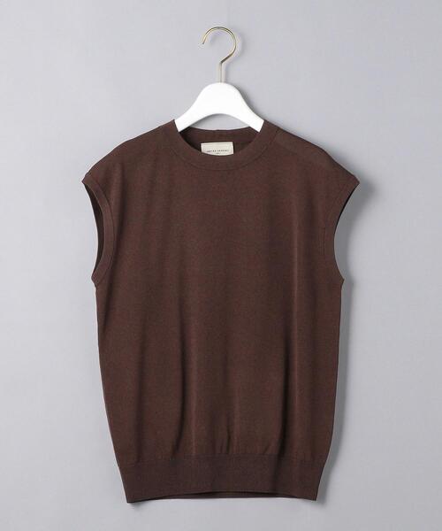 UNITED ARROWS（ユナイテッドアローズ）の「UBC ミニハイネック フレンチスリーブニット◆（ニット/セーター・レディース・ダークブラウン/ベージュ/ネイビー・FREE）」の2枚目の写真