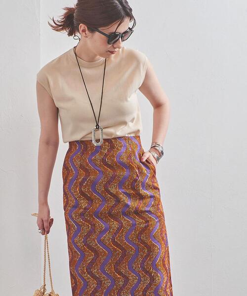 UNITED ARROWS（ユナイテッドアローズ）の「UBC ミニハイネック フレンチスリーブニット◆（ニット/セーター・レディース・ダークブラウン/ベージュ/ネイビー・FREE）」の5枚目の写真