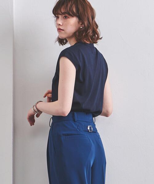 UNITED ARROWS（ユナイテッドアローズ）の「UBC ミニハイネック フレンチスリーブニット◆（ニット/セーター・レディース・ダークブラウン/ベージュ/ネイビー・FREE）」の7枚目の写真