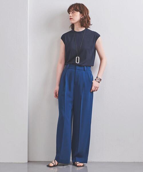 UNITED ARROWS（ユナイテッドアローズ）の「UBC ミニハイネック フレンチスリーブニット◆（ニット/セーター・レディース・ダークブラウン/ベージュ/ネイビー・FREE）」の9枚目の写真