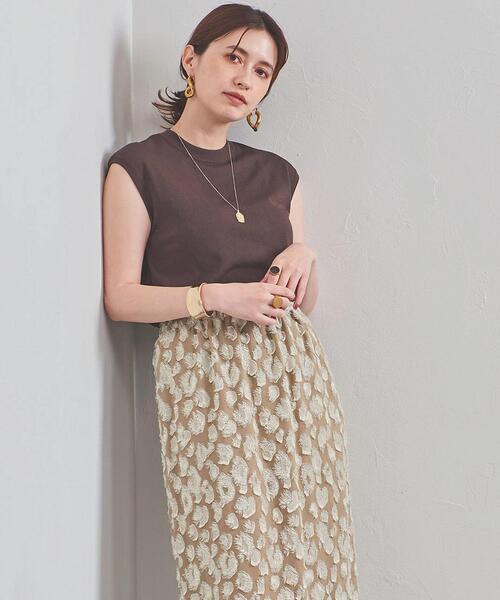 UNITED ARROWS（ユナイテッドアローズ）の「UBC ミニハイネック フレンチスリーブニット◆（ニット/セーター・レディース・ダークブラウン/ベージュ/ネイビー・FREE）」の10枚目の写真