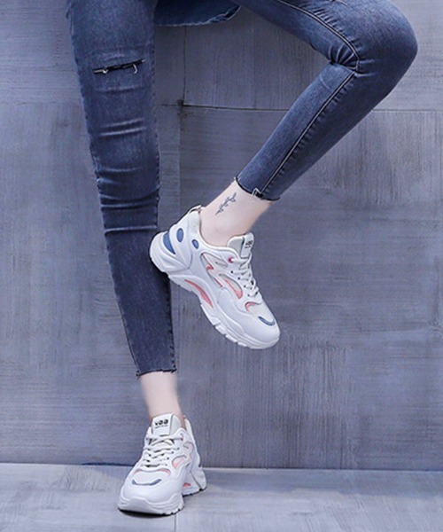 Futier land(フューティアランド)の「カラー配色厚底ダッドスニーカー(スニーカー・レディース・グレー/ピンク/マルチ・35/36/37/38/39/40)」の9枚目の写真